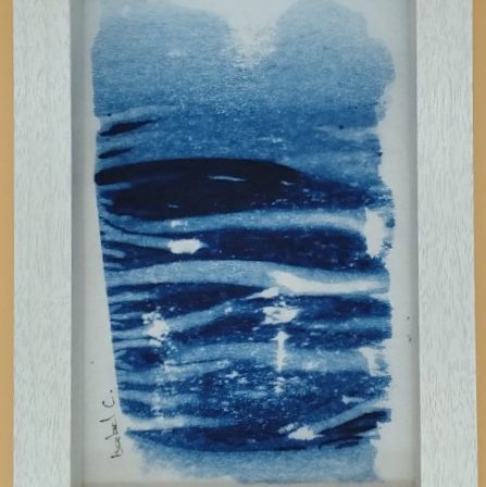 "Coucher de soleil sur la mer" (cyanotype)